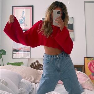 Nasty Gal Red Sweater Crop